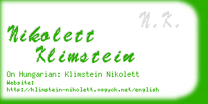 nikolett klimstein business card